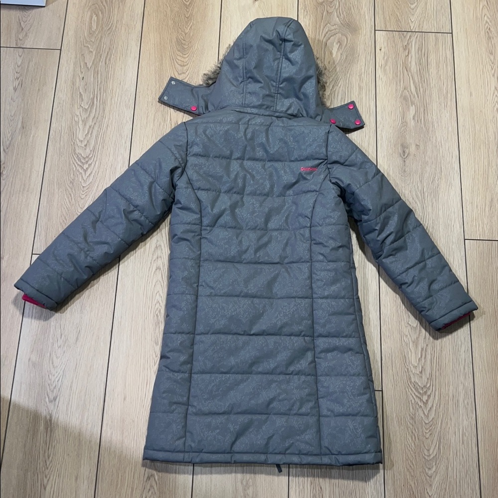Oshkosh Girls Winter Coat Gray and Pink Size 14 - Like New Condition - Picture 8 of 9